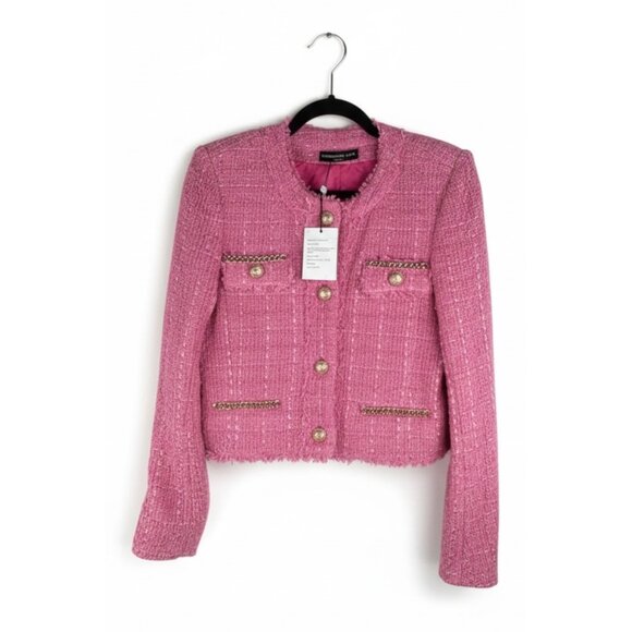 Generation Love Kristen Pink Tweed Blazer Gold AccentsvSize XS NWT - Picture 2 of 7